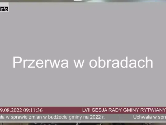 LVII sesja Rady Gminy Rytwiany - 26.08.2022 r.