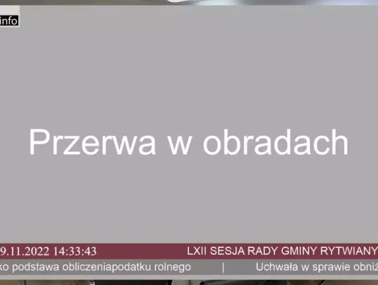 LXII sesja Rady Gminy Rytwiany - 28.11.2022 r.