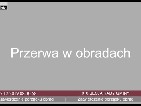 XIX sesja Rady Gminy Rytwiany - 17.12.2019 - cz. 1