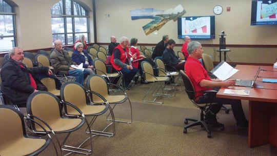 Jim Kobberstad, a Leelanau County resident, sits in front of the county board of commissioners at their Feb. 13 executive session. Kobberstad and 11 other meeting attendees successfully petitioned the board of commissioners on Jan. 24 to present for up to 55 minutes on alleged “security fl...