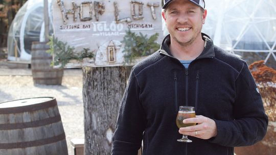 Steve Lutke of Hop Lot Brewing says “cheers” to all the patrons who voted Hop Lot as the No. 2 beer garden in the country. Enterprise photo by Brian Freiberger