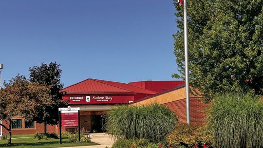 A spiffed up exterior and landscaping will greet Suttons Bay students when they return to school next week. Enterprise photo by Amy Hubbell