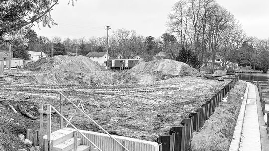 Site work continues at the former site of the Bluebird Restaurant and Tavern in Leland. Owners Skip and Lynn Telgard’s proposed redevelopment plans include demolition of the restaurant which will be replaced with a new building; large patio with 100 outdoor spaces and indoor seating to acc...