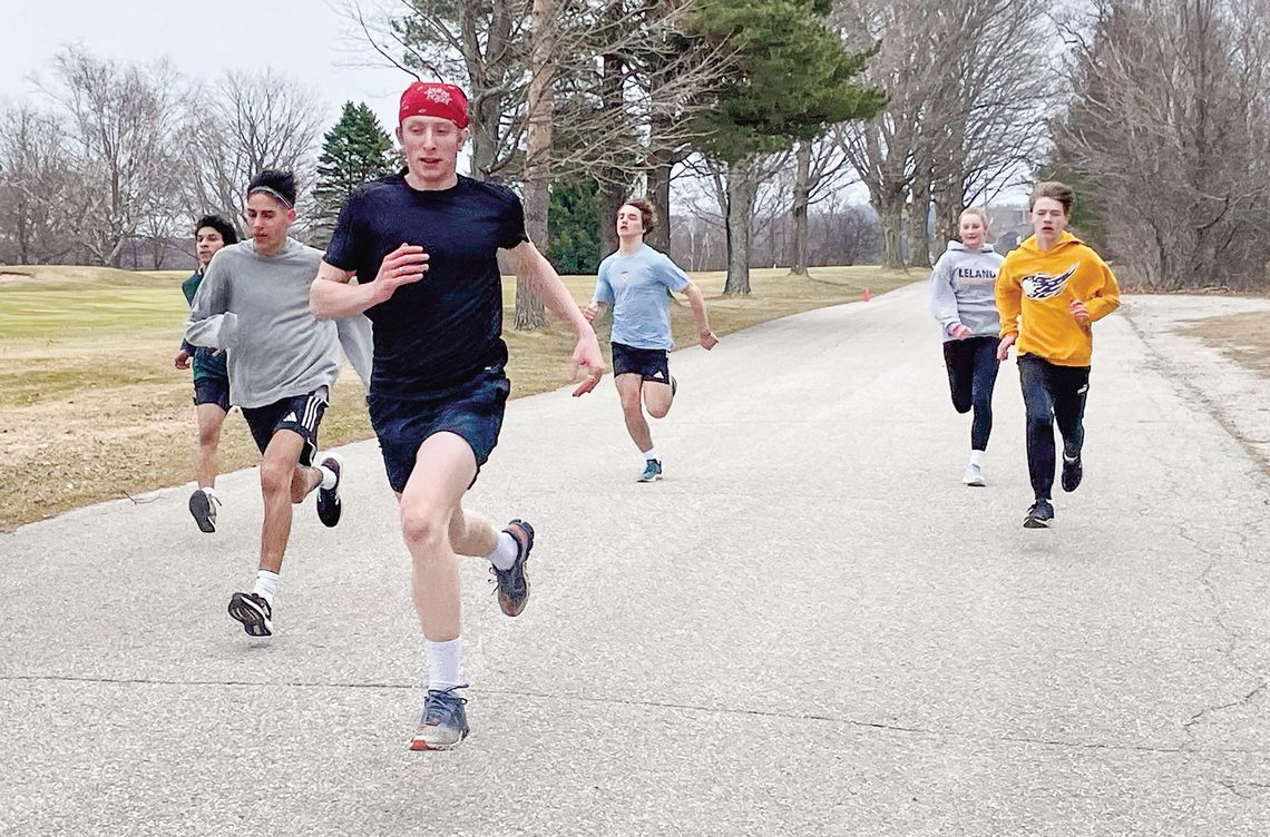Leland senior Jimmy Alpi leads the team during a sprint workout last week. Courtesy photo
