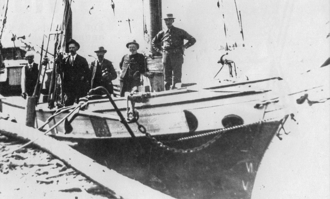 Schooner Sophia Formica was owned by John (Jack) Anderson when she came to Dan Carter’s dock in Greilickville. Anderson did extensive fishing off the Beaver Island and also loaded his schooner with catches from other fishermen. Photo courtesy of the Leelanau Historical Society