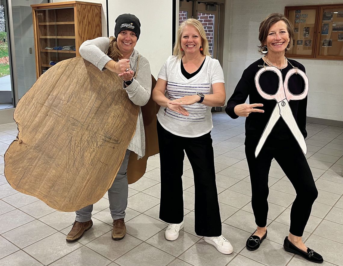 Dressed up as rock, paper, scissors were St. Mary’s Anne Grant, Principal Megan Glynn and Patti Shaffran. Courtesy photo
