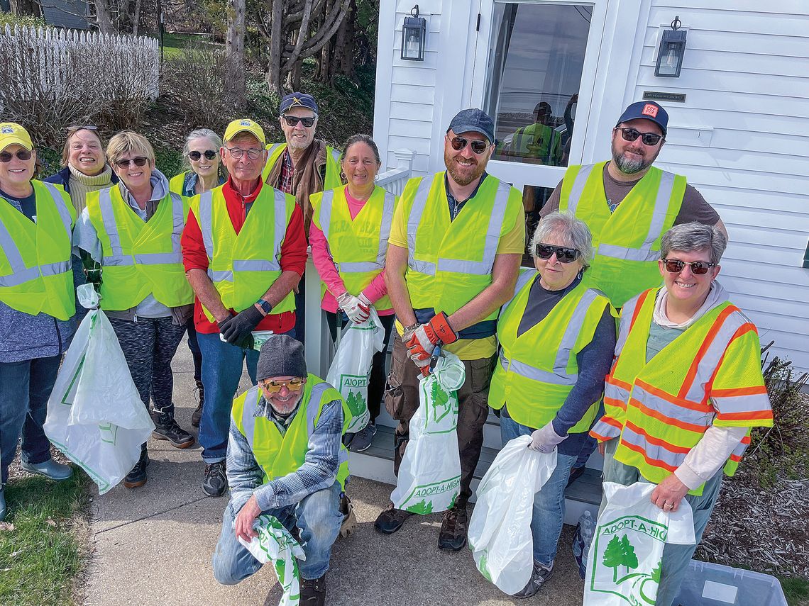 A dozen volunteers showed up last week to clean up the stretch of M-22 that includes Omena. Hallstedt Homestead Cherries of Northport has adopted it as part of the Adopt-A-Highway program. Pictured, from left to right, are Kathy Wessell, Marsha Buehler, Paula Peterson, Ann Julien, Ty Wesse...