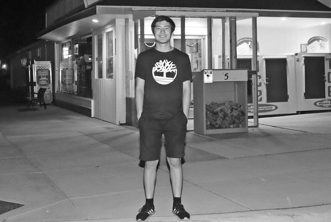 Kazakhstan native Rauan Sagyn has been enjoying his time on the Leelanau Peninsula as he works at Nj’s, Fiddheads, and Dick’s Pour House in Lake Leelanau to earn money before returning to University in September. Enterprise photo by Brian Freiberger
