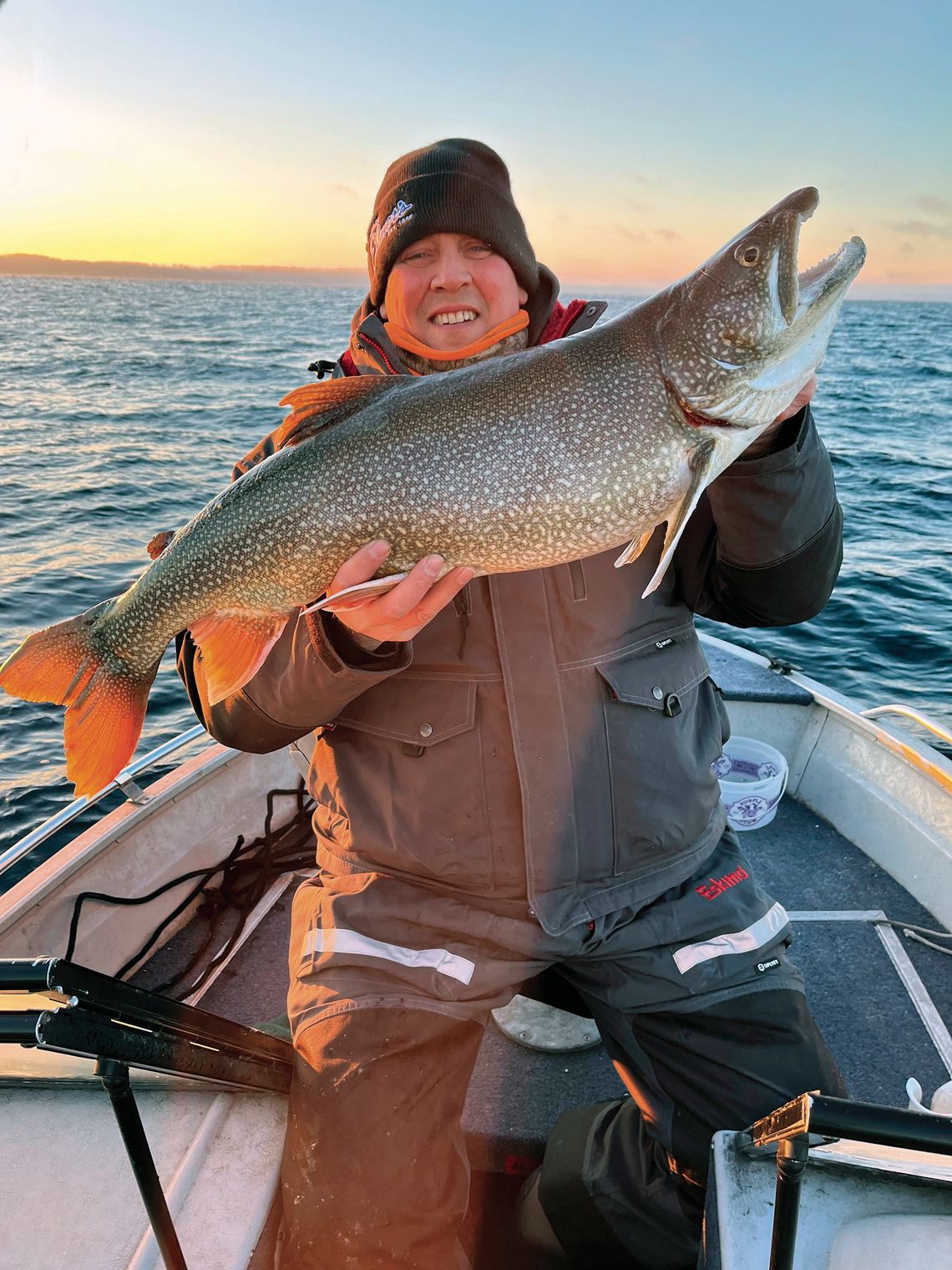 Ryan Noonan took this 15-pound lake trout from West Grand Traverse Bay, by jigging from a 17-foot boat in about 150 feet of water. With ice remaining unsafe though most of Michigan, anglers are finding other ways to fill their freezers. Courtesy photo