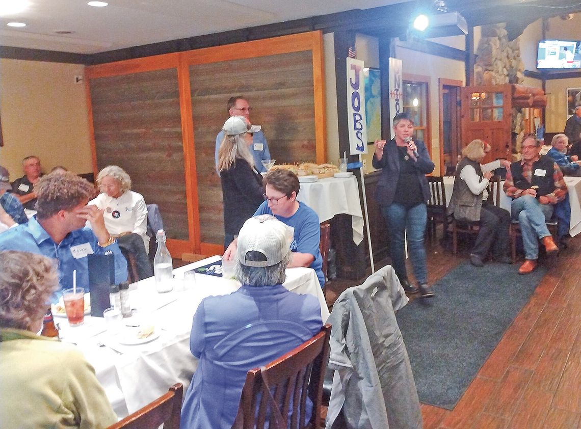 State Representative Betsy Coffia State Representative Betsy Coffia addresses the crowd at the Leelanau Democrats’ election watch party at the V.I. Grill in Suttons Bay in the evening of Election Day. The party was well attended by Democrat county commissioners, township trustees, and a road commissioner candidate, as well...