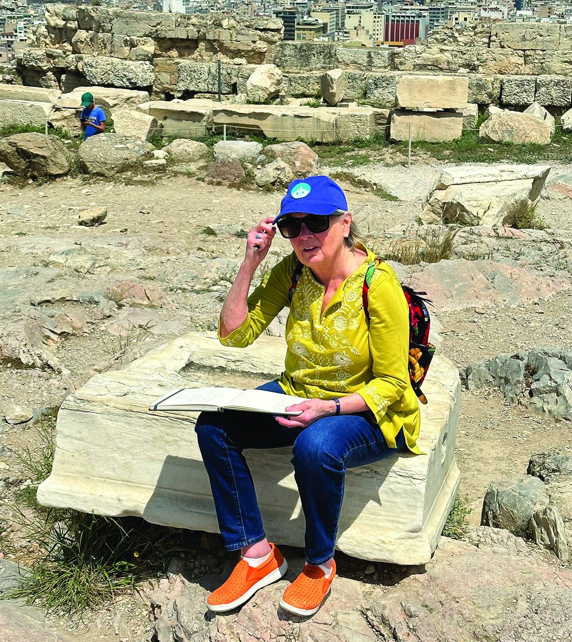 Martha Elchert will facilitate an Urban Sketchers sketch walk Sunday in Leland. She is shown here sketching at the Acropolis in Greece. Courtesy photo