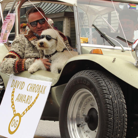 Michael Chetcuti of Northport parades through town during the Northport Dog Parade on Saturday. Enterprise photo by Brian Freiberger
